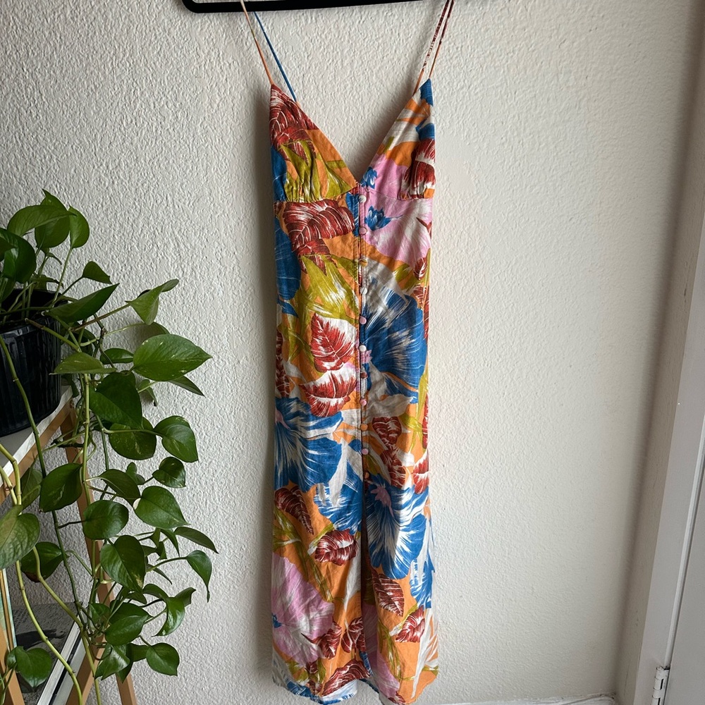 Colorful Tropical Print Maxi Dress